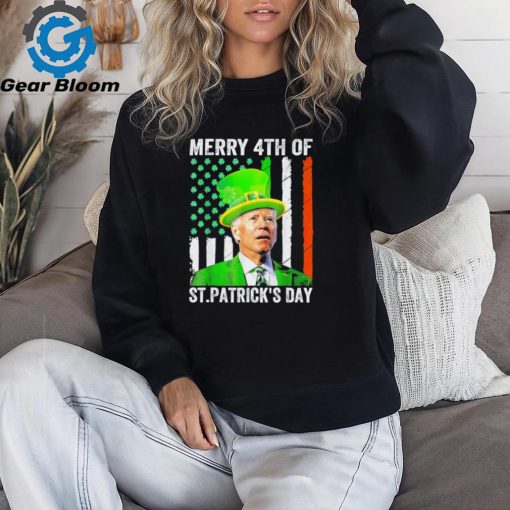 Merry 4th of St. Patrick’s day Joe Biden Leprechaun hat flag shirt