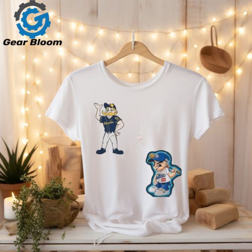 Milwaukee Brewers VS Los Angeles Dodgers MLB 2024 mascot cartoon baseball shirt