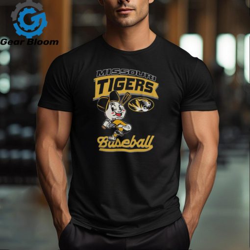 Mizzou Tigers Baseball Head Player Tiger Head Black T Shirt