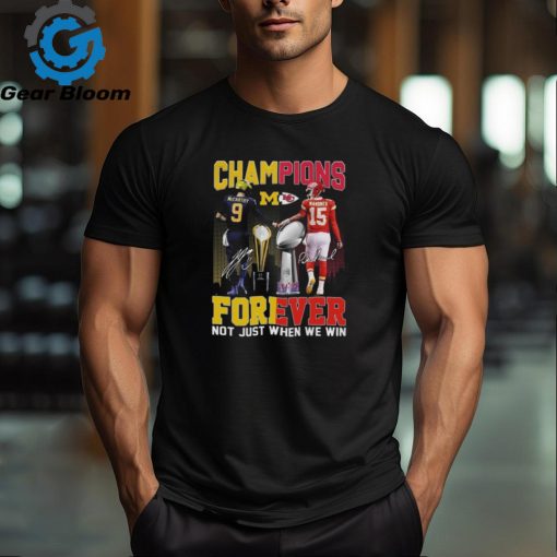 Official champions Jj Mccarthy And Patrick Mahomes Forever Not Just When We Win Signatures Shirt