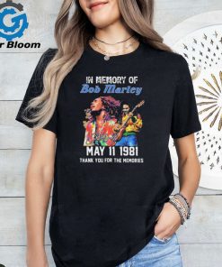 Official in Memory Of Bob Marley May 11 1981 Thank You For The Memories Signature Shirt