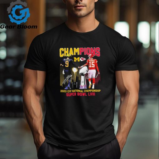 Official official Michigan and Kansas City McCarthy and Mahomes Champions 2023 CFP National championship And Super bowl LVIII shirt