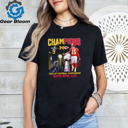 Official official Michigan and Kansas City McCarthy and Mahomes Champions 2023 CFP National championship And Super bowl LVIII shirt