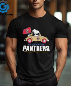 Peanuts Snoopy And Woodstock On Car Florida Panthers Hockey Shirt