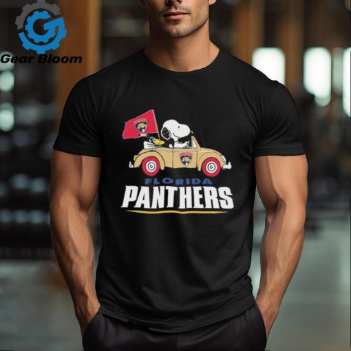 Peanuts Snoopy And Woodstock On Car Florida Panthers Hockey Shirt