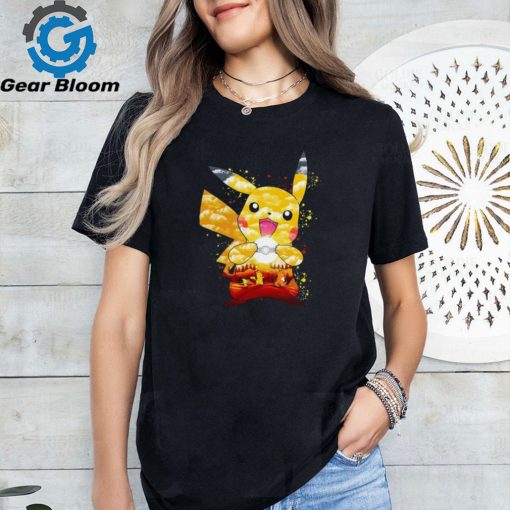 Pokemon Pichu Pikachu and Raichu electric evolution painting shirt