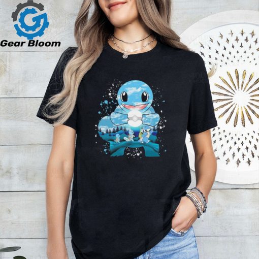 Pokemon Squirtle Wartortle and Blastoise water evolution painting shirt