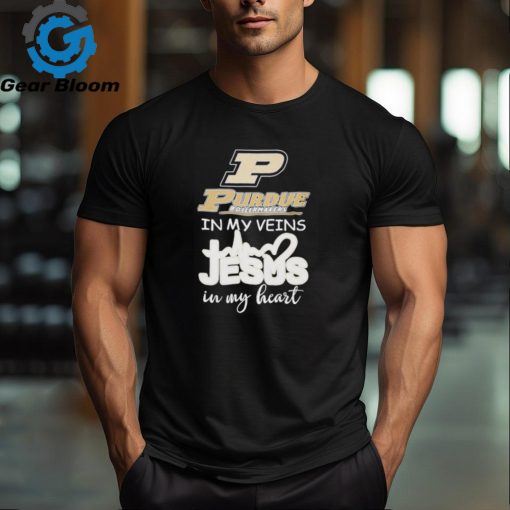 Purdue Boilermakers basketball in my veins Jesus in my heart shirt