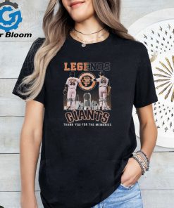 San Francisco Giants Legends Brandon Crawford And Buster Posey Thank You For The Memories Signatures Shirt