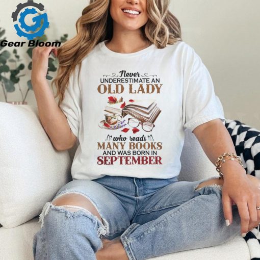 September x An old lady who reads many books shirt