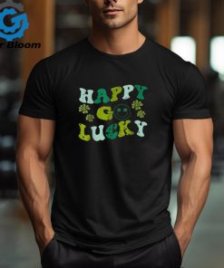 St Patricks Day Happy Go Lucky Shamrock Irish Retro Groovy Shirt