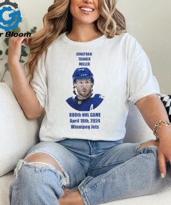 Jonathan Tanner Miller Vancouver Canucks hockey 800th NHL game april 18th 2024 Winnipeg Jets shirt