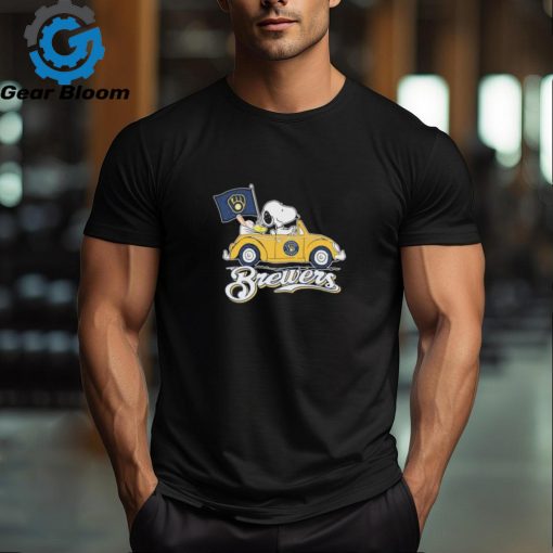 Official Peanuts Snoopy And Woodstock Milwaukee Brewers On Car 2024 Shirt