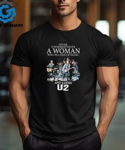 Official never Underestimate A Woman Who Is A Fan Of Music And Loves U2 Signature Shirt