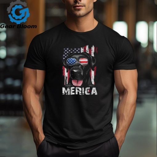 Black Labrador Retriever 4Th Of July Merica Usa Flag Lab Dog T Shirt