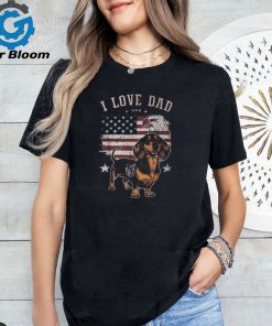 Dachshund Tattoo I Love Dad Fathers Day Patriotic T Shirt