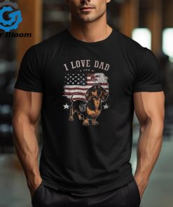 Dachshund Tattoo I Love Dad Fathers Day Patriotic T Shirt