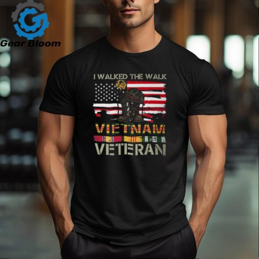 I Walked The Walk Vietnam Veterans American Flag 237 Unisex T Shirt