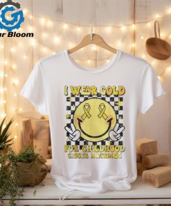 I Wear Gold For Childhood Cancer Awareness Smile Face Groovy Women T shirt