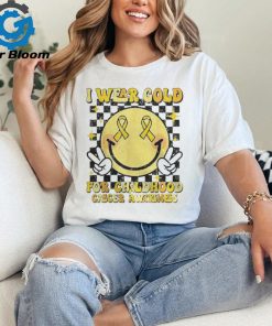 I Wear Gold For Childhood Cancer Awareness Smile Face Groovy Women T shirt