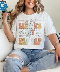 My First Father's Day As A Pap Pap Retro Groovy Father's Day Women T shirt