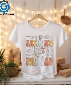 My First Father's Day As A Pap Pap Retro Groovy Father's Day Women T shirt