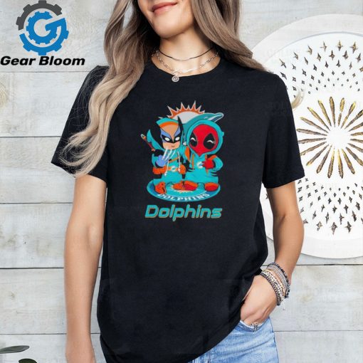 Official miami Dolphins Marvel Wolverine Deadpool True Friends T Shirt