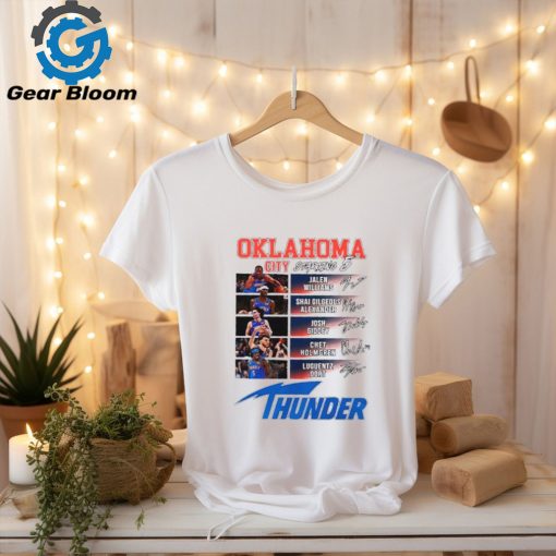 Oklahoma City Thunder basketball starting 5 player signatures shirt