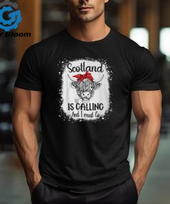 Scotland Is Calling And I Must Go Bleached Highland Cow T Shirt