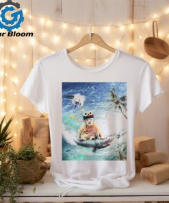 Surfing Kitty Cat Riding Shark shirt