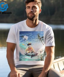 Surfing Kitty Cat Riding Shark shirt