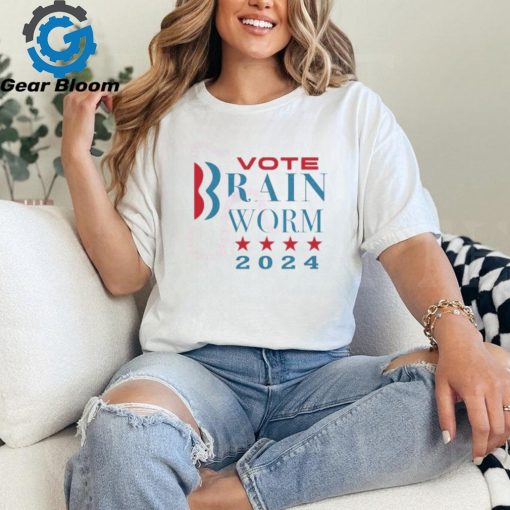 Vote Brain Worm 2024 Ladies Boyfriend Shirt