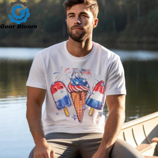 4th Of July Ice Creams Funny Patriotic American Flag 2024 Shirt