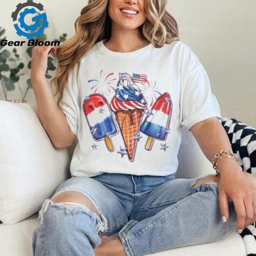 4th Of July Ice Creams Funny Patriotic American Flag 2024 Shirt