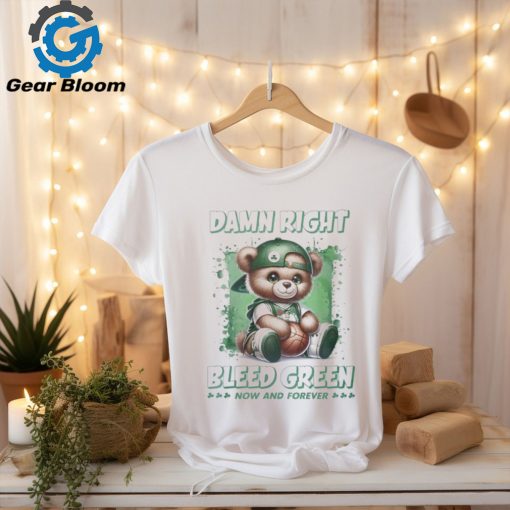 Boston celtics teddy damn right I bleed green now and forever shirt