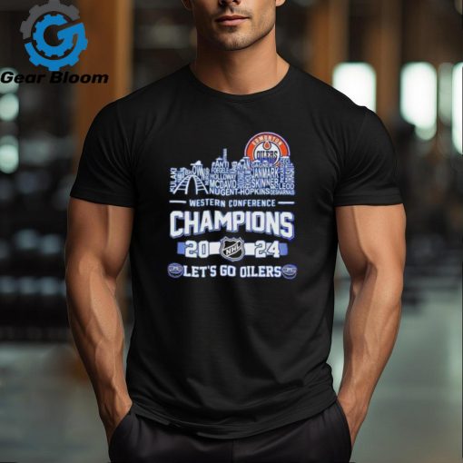 Edmonton Oilers Players Name Skyline 2024 NHL Western Conference Champions Shirt