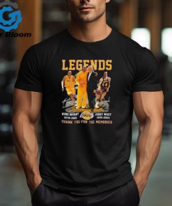 Jerry West 1938 2024 And Kobe Bryant 1978 2020 Legends Los Angeles Lakers Thank You For The Memories Signatures Shirt