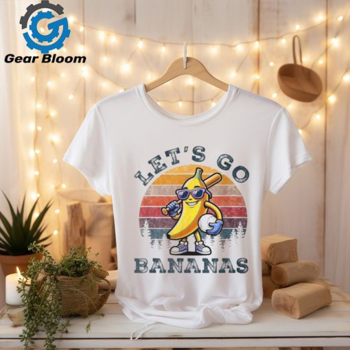 Lets Go Bananas Banana Playing Baseball Baseball Player T Shirt