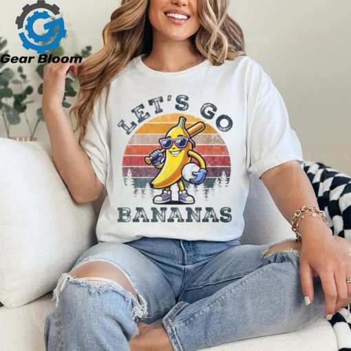 Lets Go Bananas Banana Playing Baseball Baseball Player T Shirt