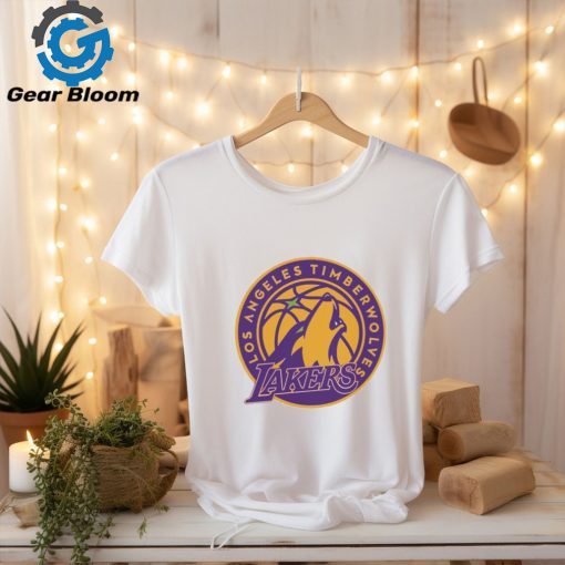 Los Angeles Timberwolves Los Angeles Lakers and Minnesota Timberwolves logo mashup shirt