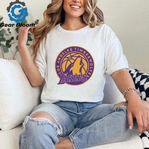 Los Angeles Timberwolves Los Angeles Lakers and Minnesota Timberwolves logo mashup shirt