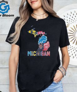 Michigan Sports Teams Michigan Wolverines Detroit Piston Detroit Lions Detroit Tigers And Detroit Junior Red Wings Map shirt