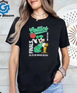 Mickey mouse 2023 24 NBA Finals all in the Boston Celtics shirt