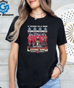 Official 4 Years In A Row National Champions Oklahoma Sooners Softball Signatures Shirt