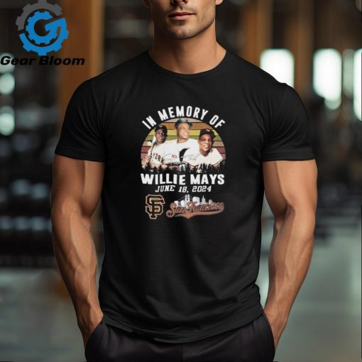 Official San Francisco Giants In Memory Of Willie Mays Rest In Peace June 18 2024 signature retro vintage t shirt