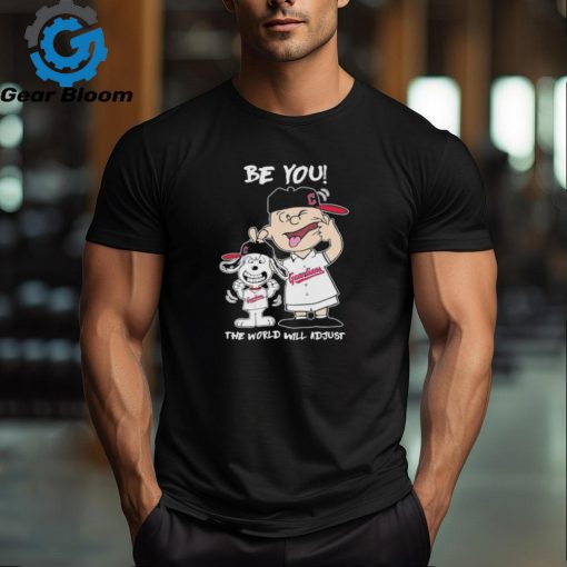 Official Snoopy And Charlie Brown Cleveland Guardians Be You The World Will Adjust Shirt