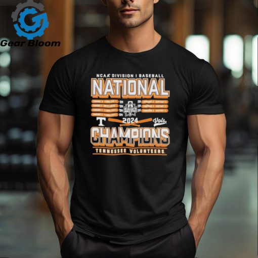 Official Tennessee Volunteers 2024 NCAA Men’s Baseball College World Series Champions Schedule T Shirt