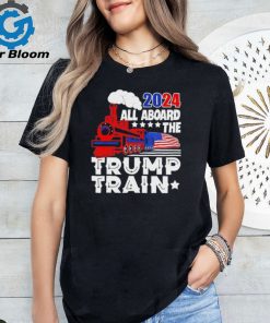 Trump 2024 All Aboard The Trump Train Usa American Flag Shirt