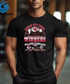 AFC Super Wild Card 2023 – 2024 Winners Kansas City Chiefs 26 – 7 Miami Dolphins 26 – 7 Jan 14, 2024, Arrowhead Stadium T shirt