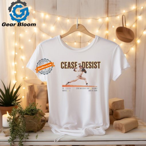 Cease No Hitter Celebration Tee San Diego cease and desist MLB white shirt